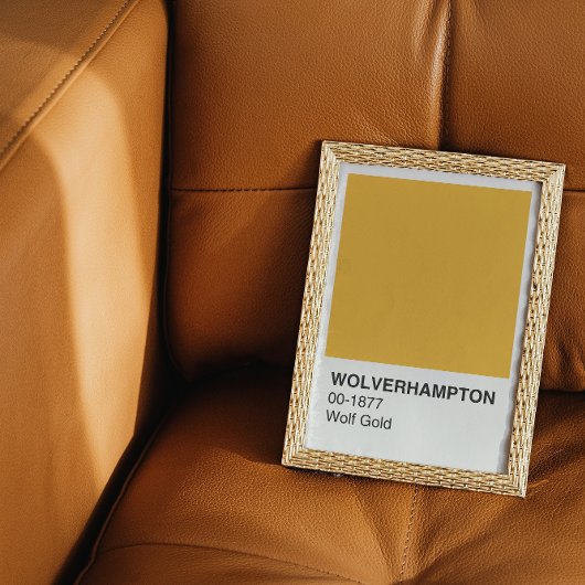 Poster Wolverhampton Wolf Gold - Bordure blanche