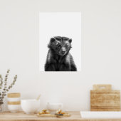 Poster Wolverine Woodland moderne Portrait noir blanc (Cuisine)