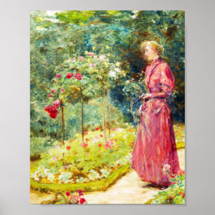 Poster Woman Cutting Roses in a Garden by Childe Hassam