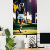 Poster Woman Golfer - Art en toile Imprimer (Bureau à domicile)