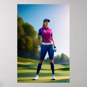 Poster Woman Golfer - Canvas Art Print