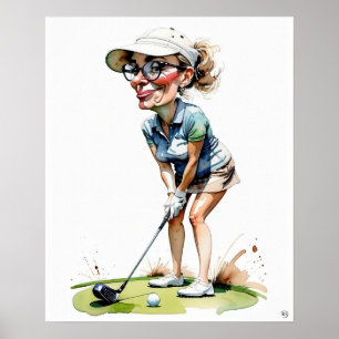 Poster Woman Golfer - Golf Art Imprimer