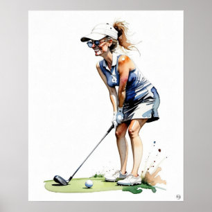Poster Woman Golfer - Golf Art Imprimer