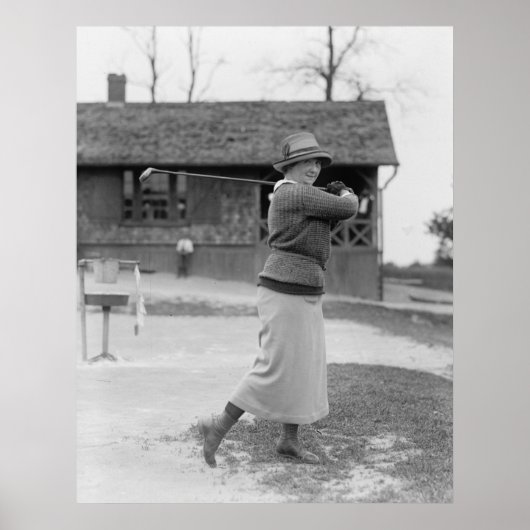 Poster Woman Golfing, années 1920 (Devant)