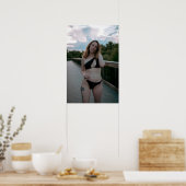 Poster Woman In Black Bikini On Boardwalk (Cuisine)