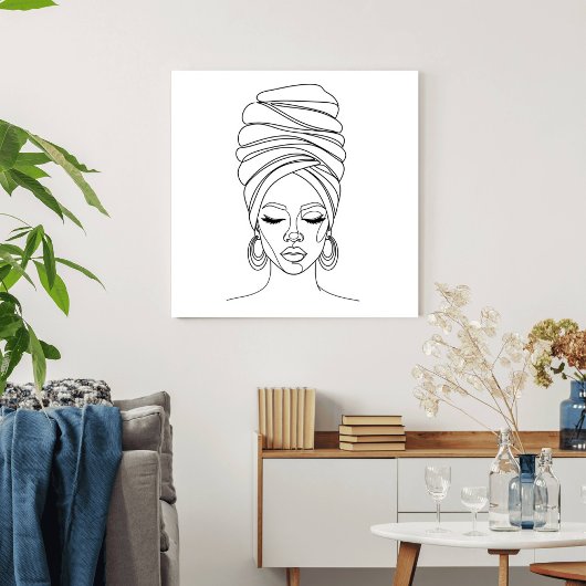 Poster Woman in headwrap, line drawing