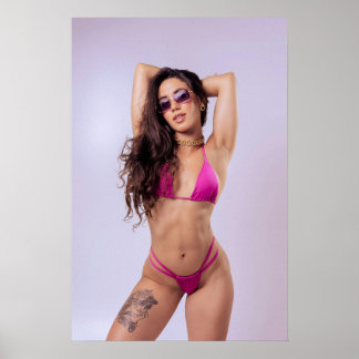 Poster Woman In Pink Bikini And Sunglasses