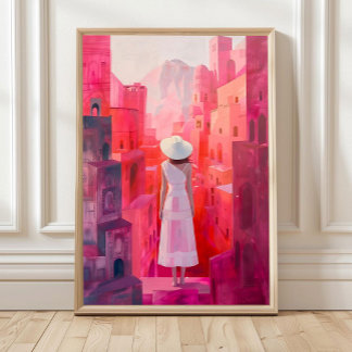 Poster Woman Oil Painting Print, Home Decor Impasto Conte