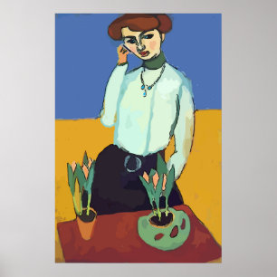 Poster Woman on Cell Phone Matisse Style