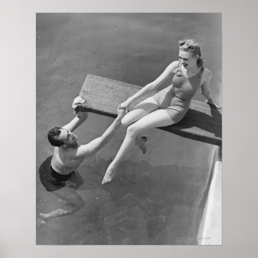 Poster Woman on diving board (Devant)