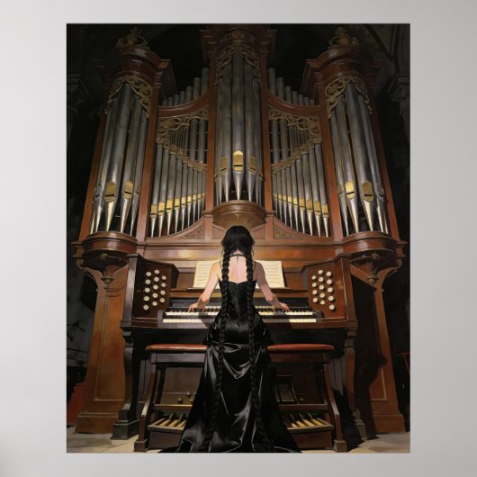 Poster Woman Playing a Grand Organ (Devant)