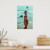 Poster Woman Posing On A Beach In Red Bikini (Cuisine)