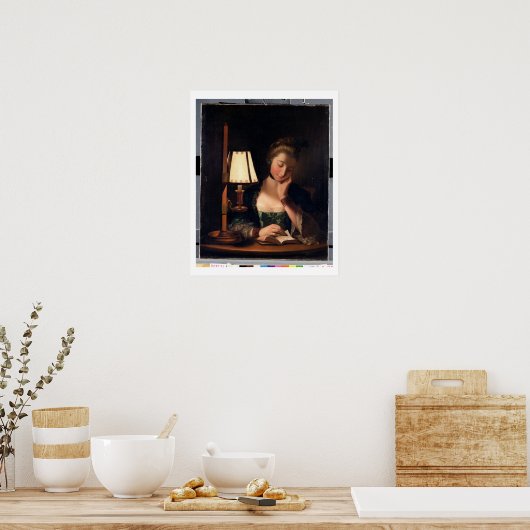 Poster Woman reading by a Paper-bell Shade, 1766 (Cuisine)