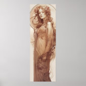 Poster Woman Red Crayon Study Alphonse Mucha Art Nouveau (Devant)