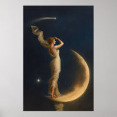Poster Woman Standing On A Crescent Moon (Devant)