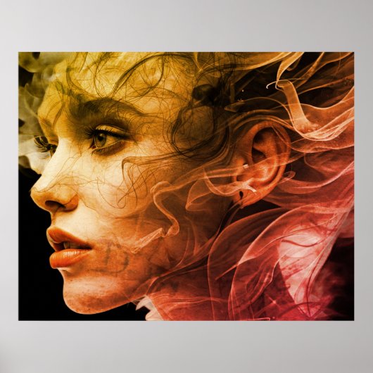 Poster Woman with a 1974 Vibe on a Square Wall (Devant)