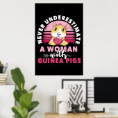 Poster Woman with Guinea Pig Cavy Roddent (Bureau à domicile)