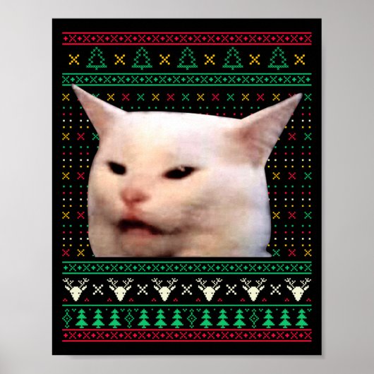 Poster Woman Yelling At A Cat Ugly X-mas Sweaters Funny M (Devant)