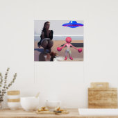 Poster Wombo contre le personnage de l'art bleu Alpha VII (Cuisine)