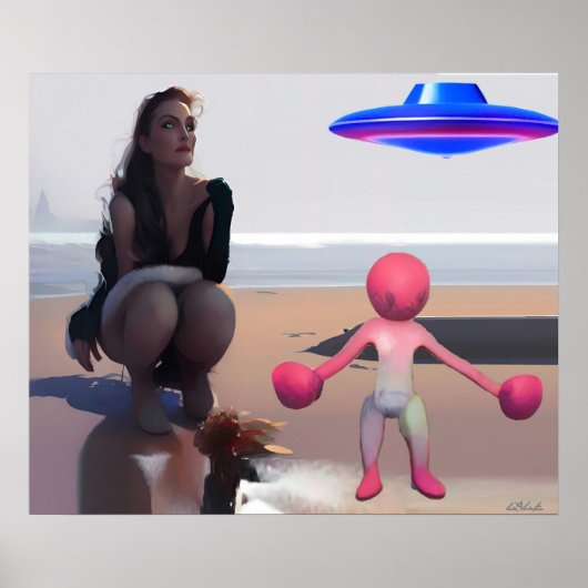 Poster Wombo contre le personnage de l'art bleu Alpha VII (Devant)