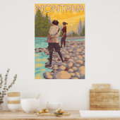 Poster Women Fly Fishing - Montana (Cuisine)