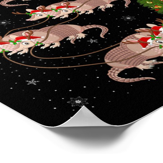 Poster Womens Armadillo Santa Sleigh Flying Funny Magical (Coin)