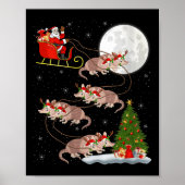 Poster Womens Armadillo Santa Sleigh Flying Funny Magical (Devant)