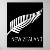 Poster Womens Black New Zealand Fern Shirt Mens Black Pro (Devant)
