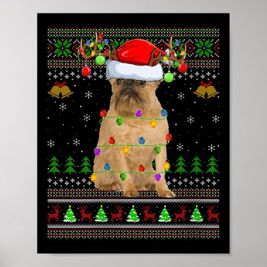 Poster Womens Brussels Griffon Dog Ugly Christmas Sweater (Devant)