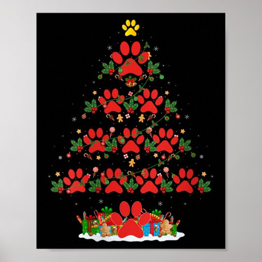 Poster Womens Cat Dog Paw Christmas Tree Pajamas Puppy Do (Devant)