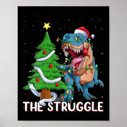 Poster Womens Dinosaur Xmas Lights Funny T-rex Dino Men B (Devant)