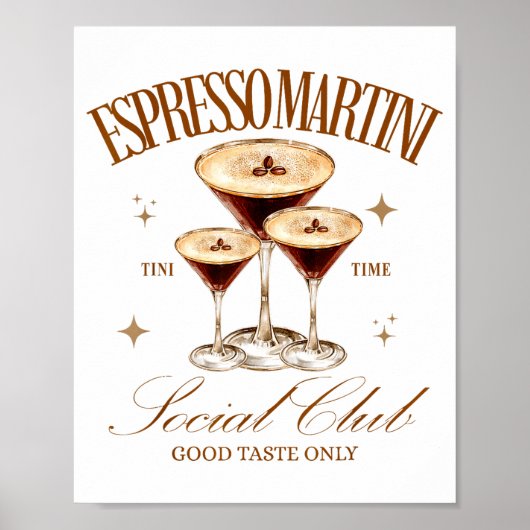Poster Womens Espresso Martini Social Club Drinking Tail (Devant)