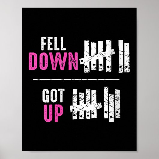 Poster Womens Fell Down Got Up Motivational Funny Sitive  (Devant)