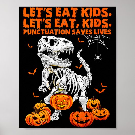 Poster Womens Funny Let's Eat Kids Punctuation Saves Gram (Devant)