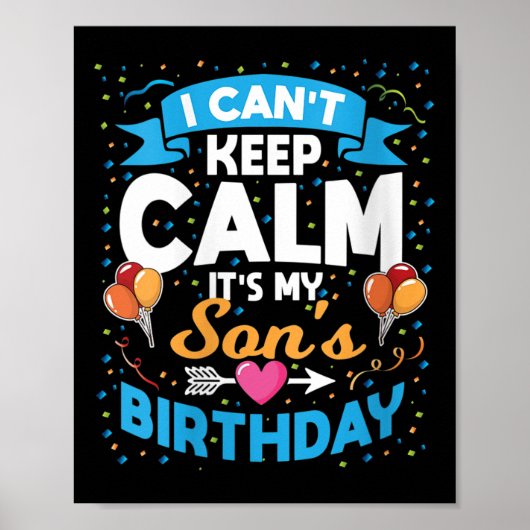 Poster Womens I Can't Keep Calm It's My Son Birthday V-ne (Devant)