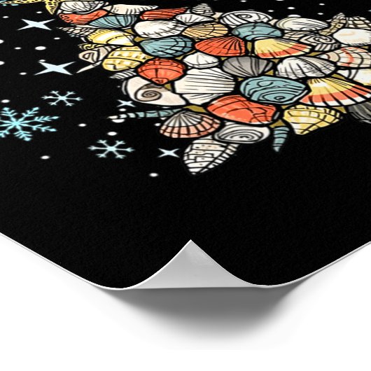 Poster Womens Jingle Shells Christmas Tree Snowflakes Cel (Coin)