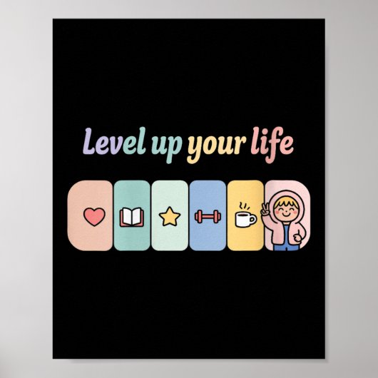 Poster Womens Level Up Your Life Progress Bar Gamer Motiv (Devant)