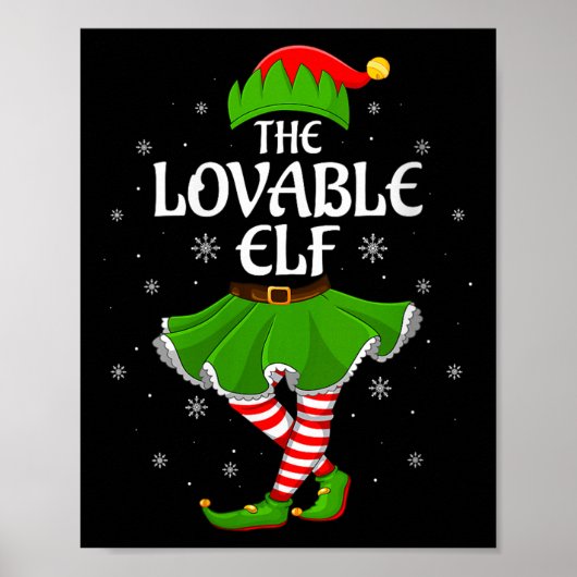 Poster Womens Lovable Elf Christmas Family Girls Women El (Devant)