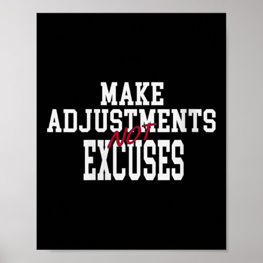 Poster Womens Make Adjustments Not Excuses Motivational Q (Devant)