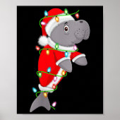 Poster Womens Manatee Christmas Lights Santa Costume Cute (Devant)