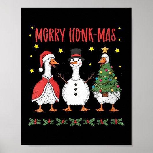 Poster Womens Merry Honk-mas Funny Goose Christmas Humor (Devant)