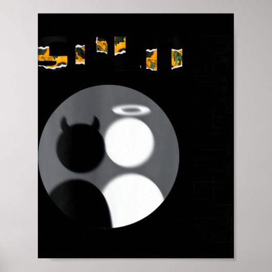 Poster Womens New Split Ity Cool Angel Devil V-neck (Devant)