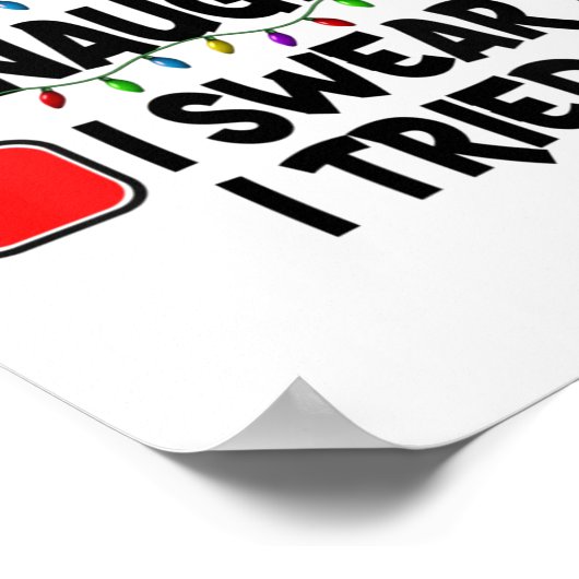 Poster Womens Nice Naughty I Swear I Tried Christmas List (Coin)