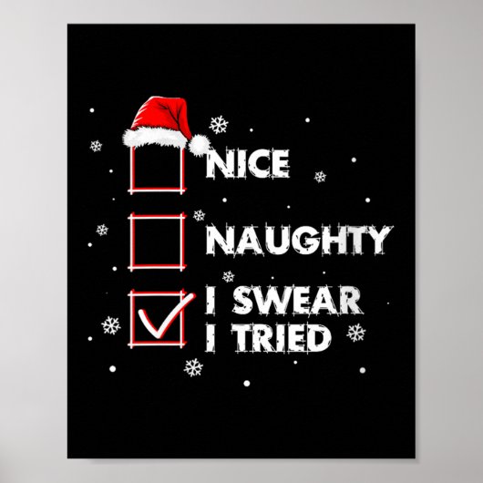 Poster Womens Nice Naughty I Swear I Tried Shirt Adult Sa (Devant)