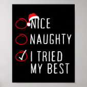 Poster Womens Nice Naughty I Tried My Christmas List Xmas (Devant)