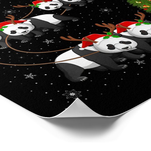 Poster Womens Panda Santa Sleigh Flying Funny Magical Chr (Coin)
