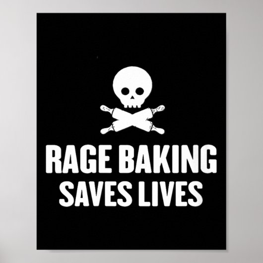 Poster Womens Rage Baking Saves Live Skull Funny Baker Co (Devant)
