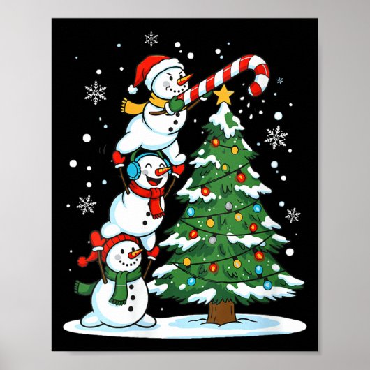Poster Womens Snowman Candy Cane Christmas Tree Winter Fu (Devant)