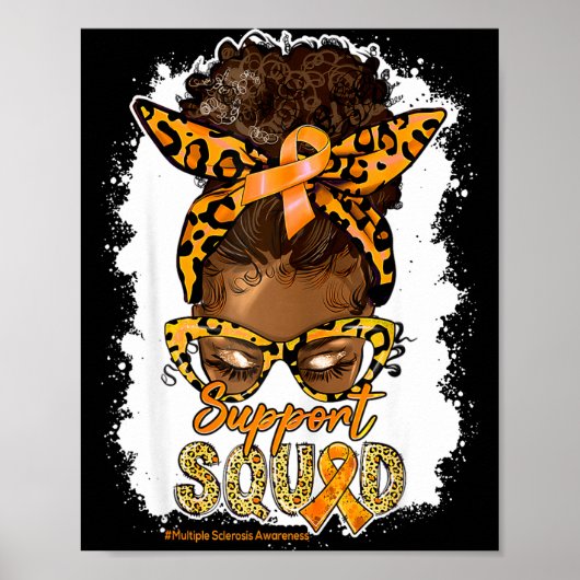 Poster Womens Support Squad Afro Messy Bun Leopard Ms Awa (Devant)