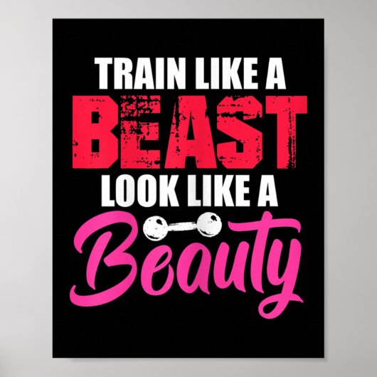 Poster Womens Train Like A Look Like A Beauty Gym Workout (Devant)
